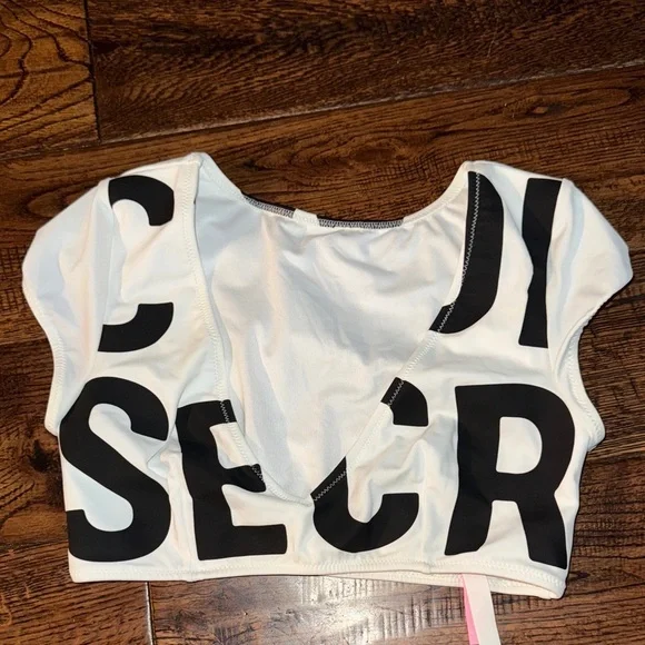 Victorias Secret Logo Short Sleeve Bikini Top - Picture 2 of 6